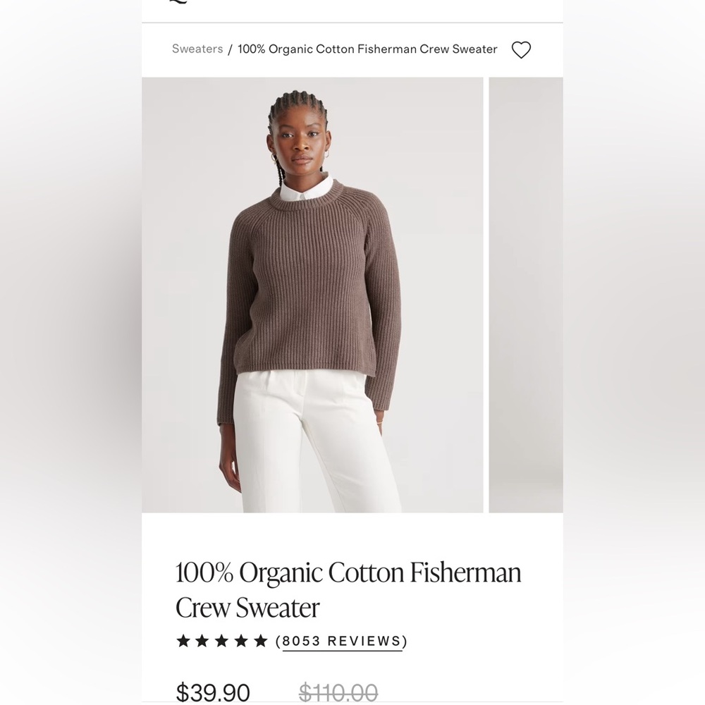 Quince 100% cotton fisherman sweater